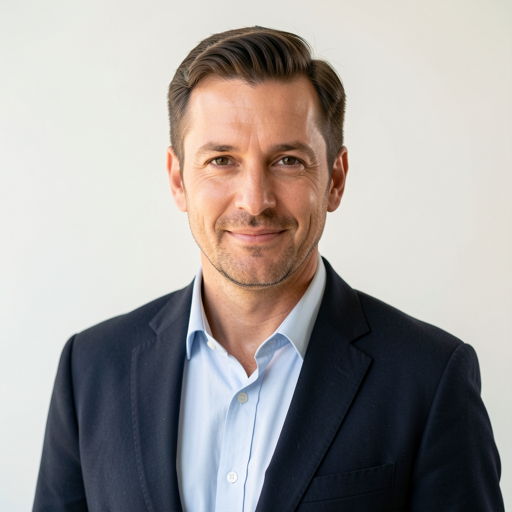 Porträt Stefan Koch, Gastautor bei Aldrofen Journal, heller Hintergrund, editoriales Porträt